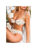 Capri Floral Balconette Bikini - White (front)