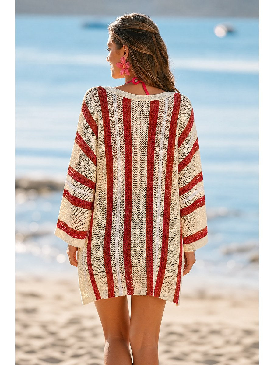 Ibiza Striped Crochet Kaftan back