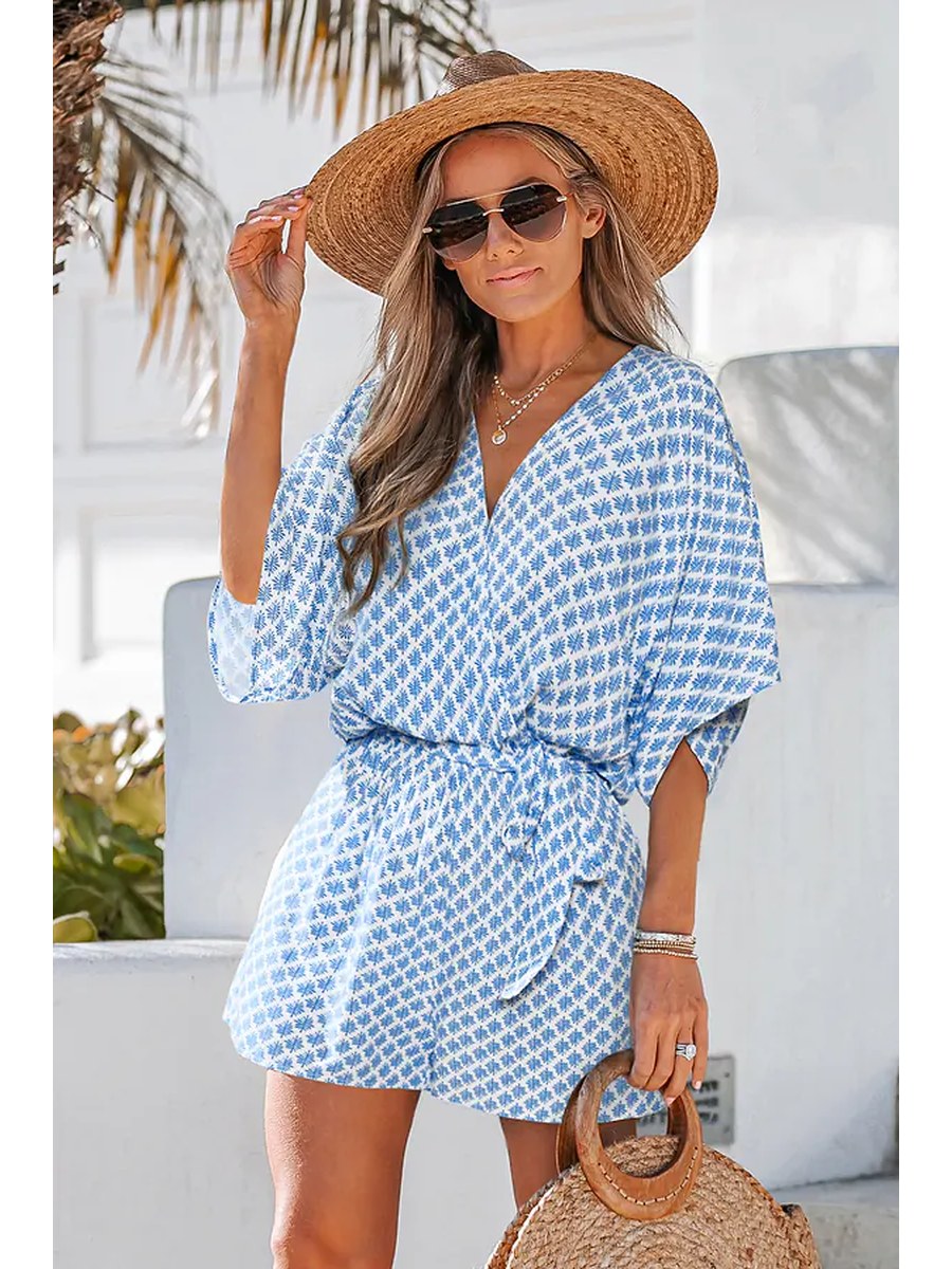 Mykonos Printed Beach Jumpsuit front