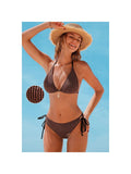 Brown Tulum Textured Halter Bikini - Brown (front)