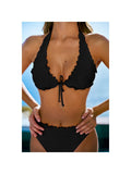 Capri Scalloped Halter Set - Black (front)