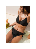 Tulum Scalloped Trim Bikini - Black (front)