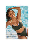 Olive Tulum Textured Halter Set - Olive Green (front)