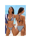Capri Striped Bikini - Navy Blue (front)