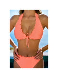 Ibiza Scalloped Halter Set - Coral (front)