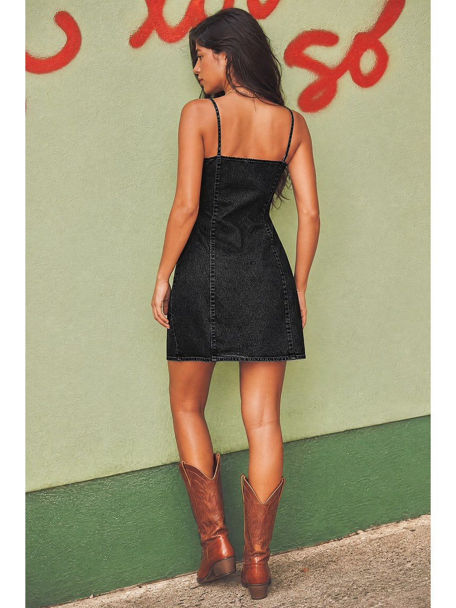 Midnight Button-Down Dress back