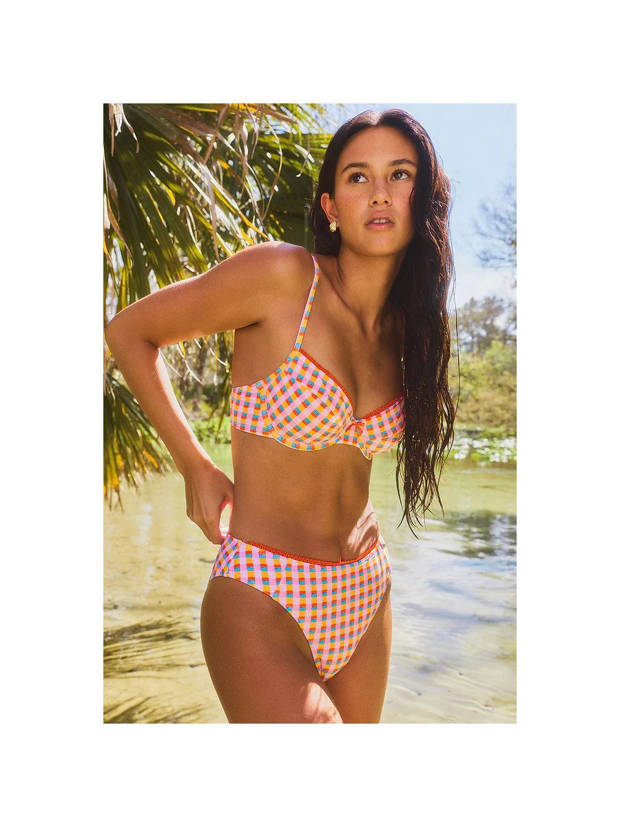 Capri Gingham Underwire Bikini - Pink (front)