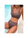 Brown Tulum Textured High-Waisted Set - Brown (front)