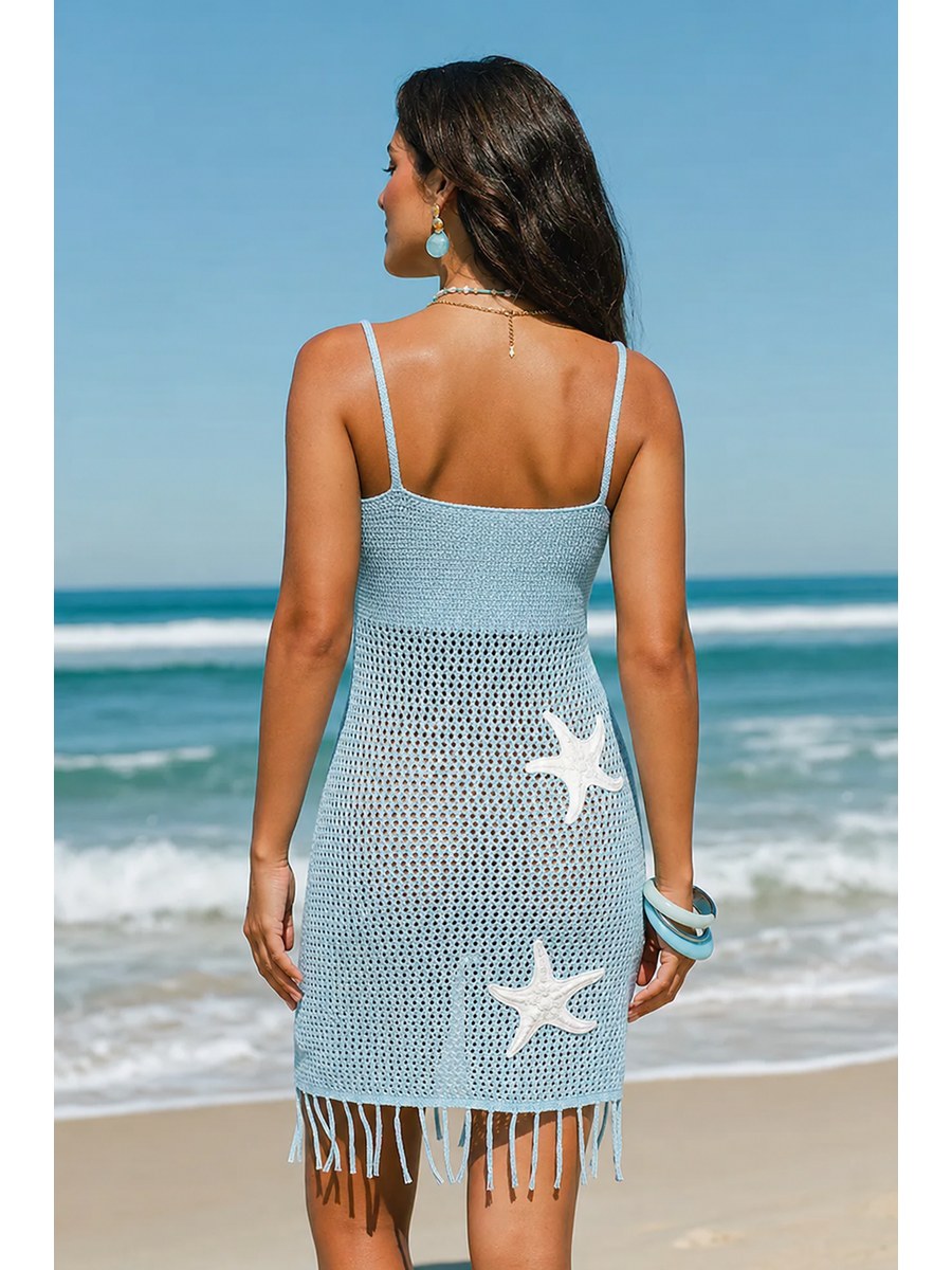 Ocean Starfish Crochet Dress back