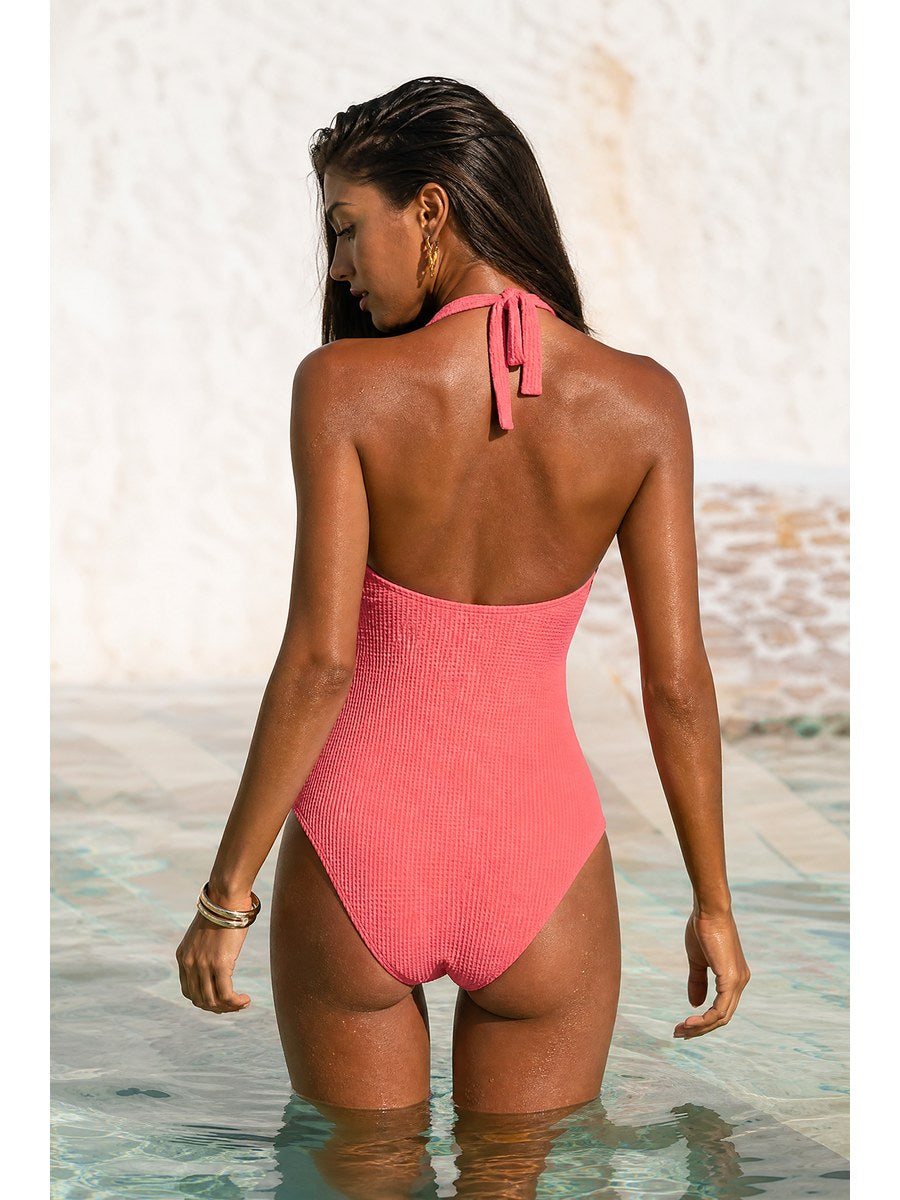 Coral Breeze Halter One-Piece back