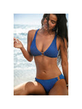 Capri Textured Ring Bikini - Blue (front)