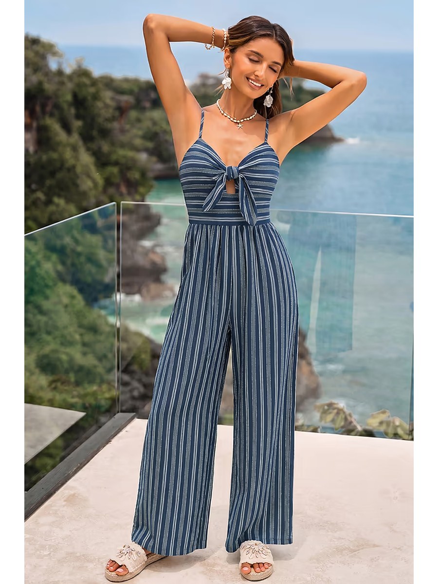 Riviera Striped Jumpsuit II front