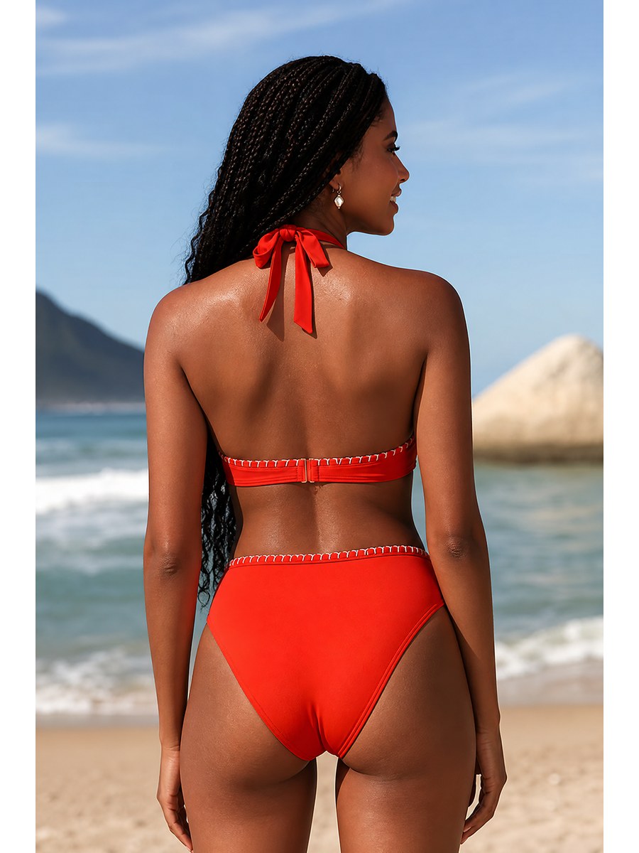 Sunset Stitch High-Waisted Bikini back